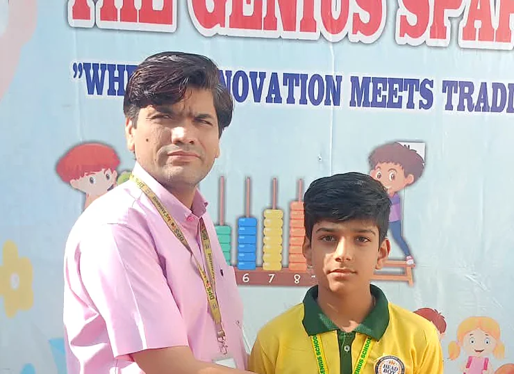 Director Santosh Agarwal with a student